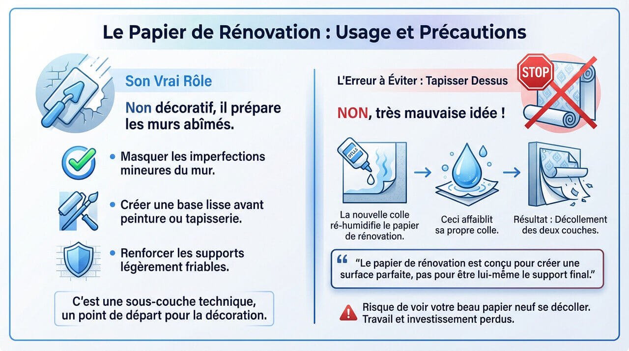 Pose de papier peint sur papier de rénovation : risques de décollement et préparation du mur